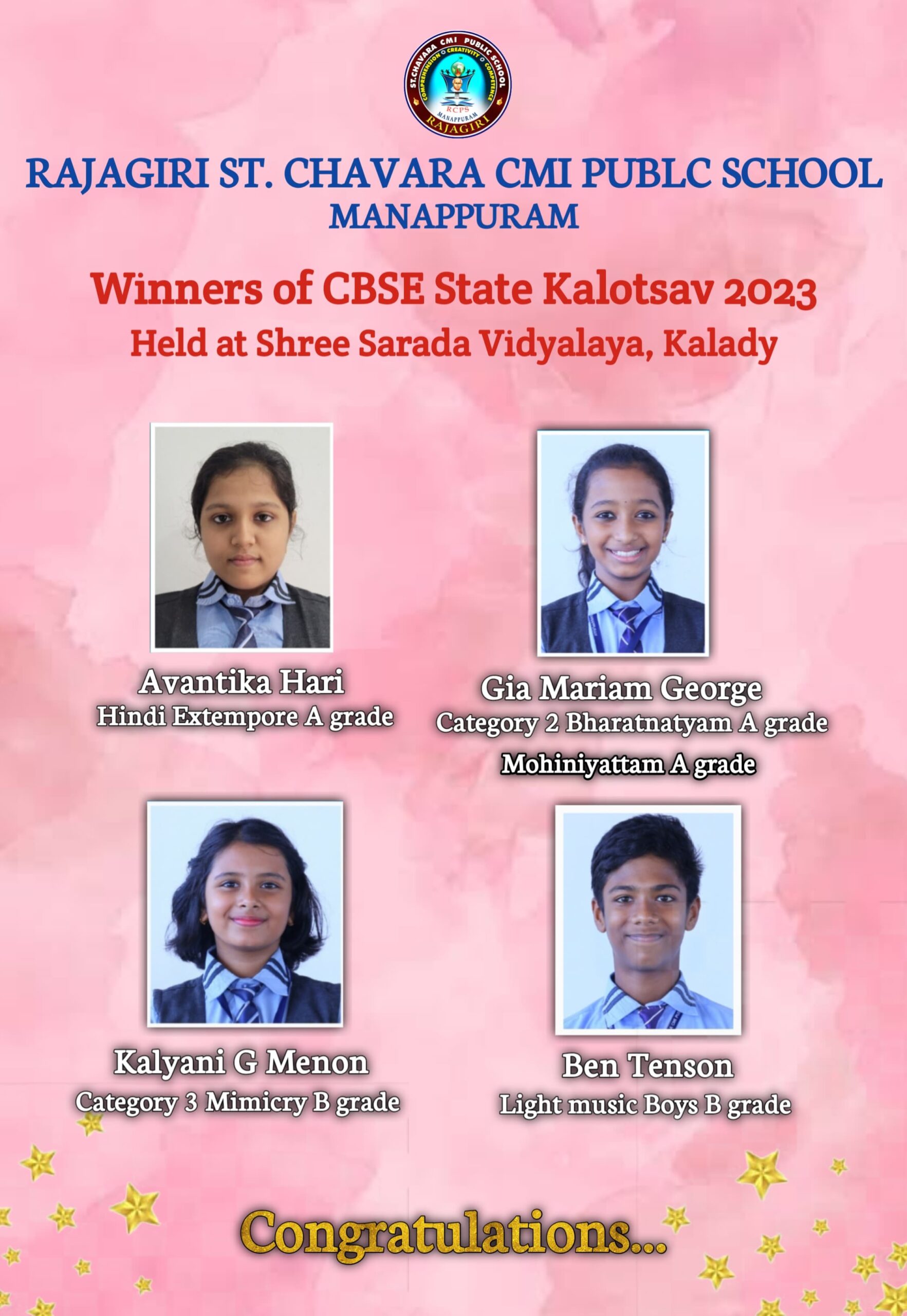 Winners Of CBSE State Kalotsav 2023 Held At Shree Sarada Vidyalaya ...